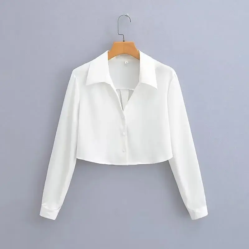 1530 Vrouwen Wit Shirt Tops Dames Lange Mouw Kantoor Zijde Satijnen Blouse Blusas Mujer 2023 Dames Blouses & Shirts