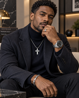 Ensemble cadeau de montre pour homme, bijoux, 4 pièces avec bracelet, collier, bague, coffret cadeau d'affaires pour la Saint-Valentin, la fête des pères, un anniversaire