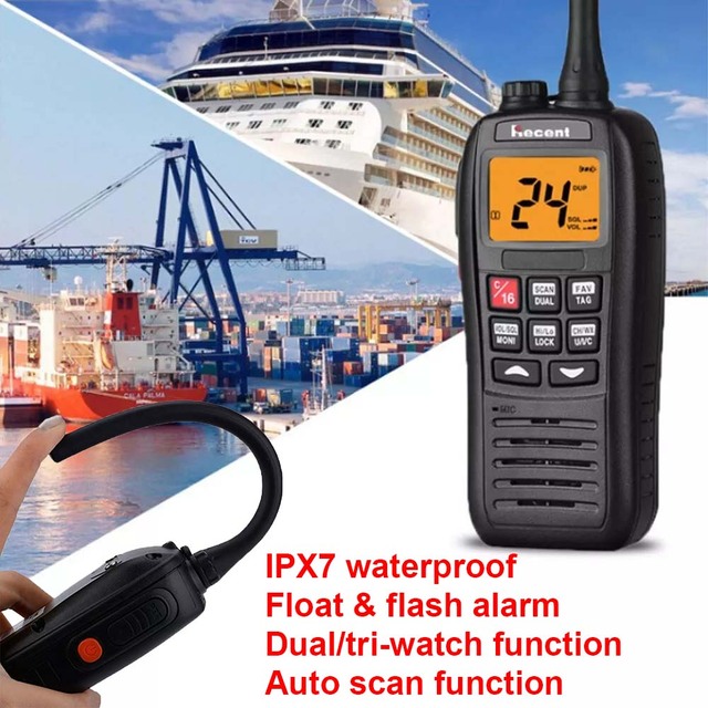 Recent RS-37M 5W IPX7 Waterproof VHF Marine Radio Ship Station Rechargeable Dual Tri Watch Walkie Talkie Ocean Yacht Transceiver