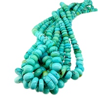 Perles Rondelles Plates en Turquoise Bleue Véritable, Perles Naturelles de Turquoise de Kingman