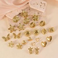 Pendientes de Mariposa Colgantes de Acero Inoxidable con Baño de Oro, Pendientes con Forma de Corazón y Flor para Mujer, Joyería