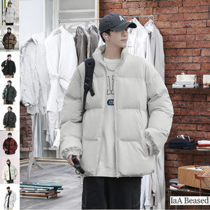 แจ็คเก็ตบอมเบอร์ทรงพองคอกลมมีฮู้ดสำหรับผู้ชายมีซิปปิดด้านหน้าหนาสำหรับฤดูหนาว - Product Image 2