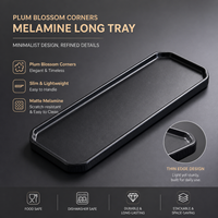Plateau irrégulier en mélamine noire durable de 30 cm, résistant aux chocs, de qualité alimentaire, en résine, pour barbecue, restaurant, hôtel, cafétéria