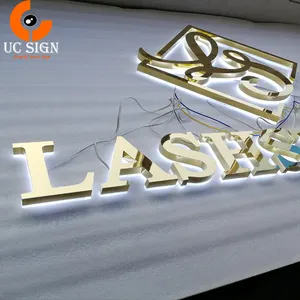 OEM壁挂式灯饰标志广告照明3d led光学金属雕刻标志标志户外灯光标志