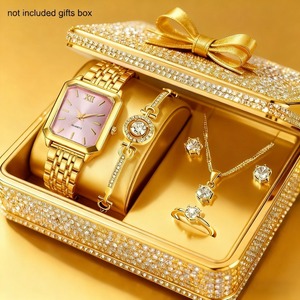 6pcs <strong>Set</strong> Of <strong>Women'S</strong> <strong>Watches</strong> And 5pcs Luxury Jewelry <strong>Set</strong>, Including Bracelet,Necklace,Earrings For,Ring,Elegant <strong>Watches</strong> For <strong>Women</strong> - Product Image 3