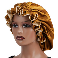 SOLPOP Bonnet de nuit en satin uni double couche avec logo personnalisé, style européen et américain, couleurs assorties, ajustable