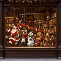 Pegatinas de Vidrio para el Desfile Navideño, Calcomanías Estáticas para Ventanas con Diseño de Papá Noel, Cascanueces, Muñeco de Nieve y Reno