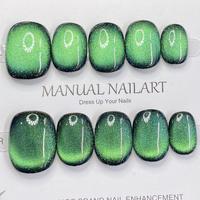 Couleur unie oeil de chat Simple 10 pièces à la main acrylique ongles en gros faux ongles presse sur les ongles