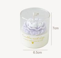 Bougie Parfumée Fleur de Pivoine en Pot en Verre, Cadeau Romantique pour la Saint-Valentin et la Fête des Enseignants, Décoration d'Intérieur, Bougie de Cire Florale d'Aromathérapie