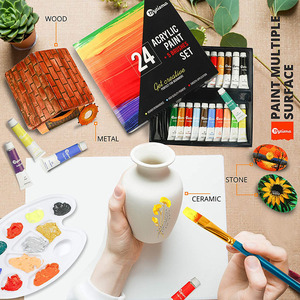 Bview Art Set di pittura acrilica a 24 <span class=keywords><strong>colori</strong></span> vivaci altamente pigmentati con 5 pezzi di pennello 1 pannello di tela - Product Image 6