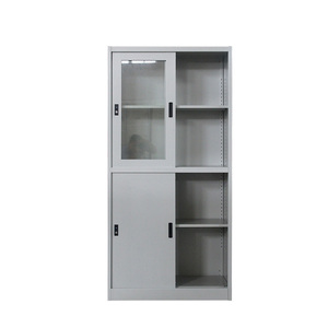 Armoire de rangement métallique de bureau avec porte coulissante en verre et serrure - Product Image 5