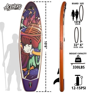 Planche de paddle gonflable polyvalente à technologie Drop Stitch, conception à gonflage rapide, système à 3 ailerons, construction solide et portable pour le surf en extérieur - Product Image 2