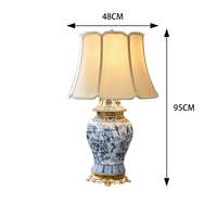 Approvisionnement d'usine décor à la maison Antique Style chinois bureau chevet décoration bleu et blanc porcelaine gingembre pot LED lampe de Table