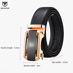 Ceinture en cuir véritable de luxe pour homme BULLCAPTAIN, boucle automatique en alliage, ceinture décontractée pour affaires, coffret cadeau haut de gamme pour offrir - Product Image 6