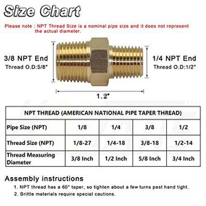 <span class=keywords><strong>3</strong></span>/<span class=keywords><strong>8</strong></span> <span class=keywords><strong>Npt</strong></span> X 1/4 <span class=keywords><strong>Npt</strong></span> Nam Rắn Brass Hex Núm Vú Nặng Brass Ống Adapter Phụ Kiện Giảm Núm Vú Kết Nối - Product Image 4