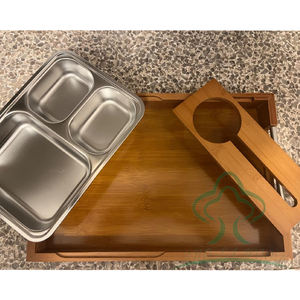 Bamboo Couch Snack <strong>Caddy</strong> with 2 Wine Glass Holder Couch bar Snack Box for Sofa Bed Food Box Snack Couch Tray - Product Image 3
