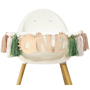 Decoración de madera para cumpleaños de bebé con diseño de dinosaurio de Amazon, guirnalda de letras con el número uno para habitación infantil, decoración de escena con banderines. - Product Image 2