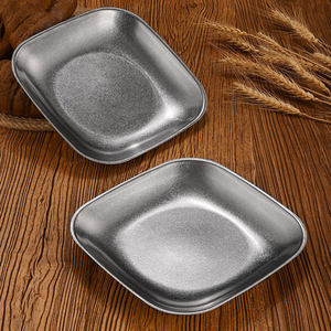 Assiette carrée en acier inoxydable 18cm 20cm 22cm, assiette creuse pour le service des aliments, usage commercial - Product Image 3