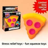 Jouet à presser, tranche de pizza souple, simulation alimentaire style SQUEEZZA, jouet anti-stress et de décompression