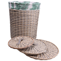 Grand panier en rotin flexible fait à la main Poubelle à linge en osier durable Doublure en coton détachable Rangement à domicile Cartons d'organisation