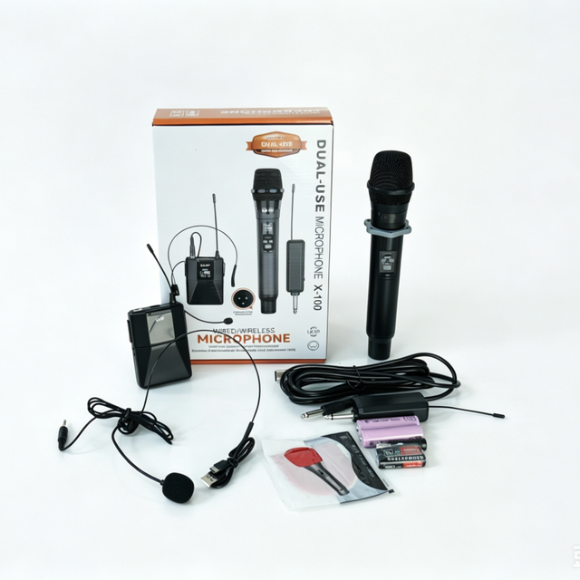 Wireless Karaoke Microphone System UHF Lavalier Mic XLR Connector Omnidirectional Metal Waistpack for Stage Party