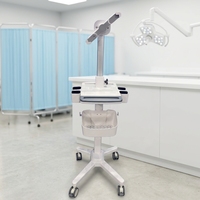 Chariot médical moderne pour iPad et échographe, avec design réglable en hauteur et 4 roulettes