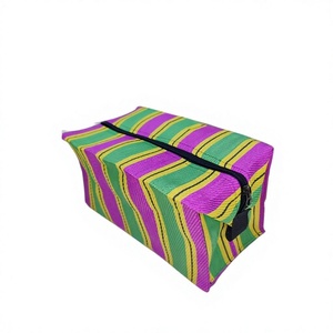 Customized Logo Eco-Friendly Recycled <b>Nylon</b> Travel Beach <b>Tote</b> <b>Bag</b> Reusable <b>Zipper</b> Cosmetic Organizer Striped Design Waterproof - Product Image 1