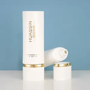 白い空の日焼け止めクリーム化粧品Peプラスチックソフトスクイーズプラスチック包装チューブ楕円形フラットローションクレンザーチューブ - Product Image 1