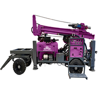 Foreuse de puits d'eau montée sur remorque, machine de forage d'eau portable de 200 m de profondeur