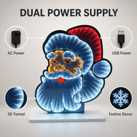 Lampe de table de Noël avec miroir infini 3D LED Père Noël, décoration de Noël, alimentation double DC USB, indice de protection IP44, LED bleue