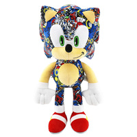 Peluche hérisson Sonic imprimée super douce avec rembourrage en coton PP, anti-stress, poupée brodée pour machine à griffes