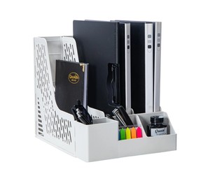 Organizador de Archivos de Escritorio Multifuncional de Plástico HALO, Organizador de Revistas con Compartimento para Bolígrafos, Estante para Suministros de Oficina para el Hogar - Product Image 1