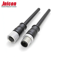 Jnicon M12 Ip67 mâle femelle 2 broches Aviation prise circulaire Led puissance industrielle étanche câble fil connecteur
