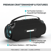 Enceinte portable sans fil SOWO X30 30W RMS True Stereo, étanche IP66, avec batterie externe et lumière RGB, lanterne de camping, Bluetooth