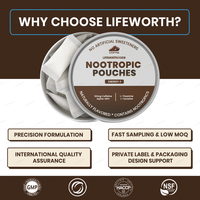 LIFEWORTH Sachets énergétiques nootropiques personnalisés avec 50 mg de caféine, Alpha-GPC, L-théanine, L-tyrosine, améliorent l'énergie et la concentration