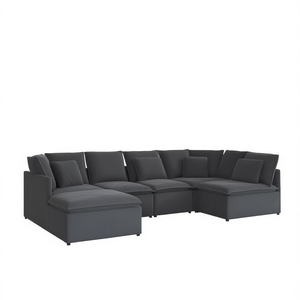 Modular Sectional <b>Sofa</b> Dark Grey Velvet Foam Filling Metal <b>Legs</b> L Shape Living Room Furniture - Product Image 1