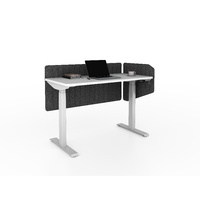 Bureau debout moderne en acier inoxydable motorisé électrique sur mesure avec écran de confidentialité et hauteur réglable