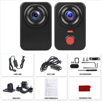 Caméra de tableau de bord pour moto 2K, double objectif, étanche, HD, portable, sans écran, WiFi, GPS, enregistreur de conduite