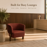 Fauteuil d'appoint design à tissage texturé bordeaux, fauteuil lounge rembourré avec dossier enveloppant et pieds en bois, siège pour salon