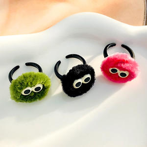 Mignonne Petite Boule De Charbon En Peluche Alliage <span class=keywords><strong>Pierre</strong></span> <span class=keywords><strong>Naturelle</strong></span> Femmes À La Mode Index Bague Bijoux Faits À La Main - Product Image 2