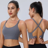Débardeur de sport pour femme grande taille à bretelles croisées, haut de yoga respirant, maintien élevé, en nylon, logo personnalisé, vêtement de sport très élastique