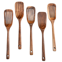Ensemble d'ustensiles de cuisine personnalisés pour restaurant, couverts en bois écologiques comprenant une spatule et une cuillère à soupe, 6 pièces, lavage à la main uniquement