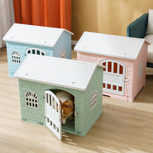 Nichoir pour chien de petite taille en plastique imperméable, pliable, pour intérieur et extérieur, avec toilette, vert, rose, bleu - Product Image 1