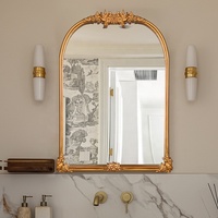 Style européen classique grand miroir de sol en feuille d'or antique décor à la maison moderne avec cadre en métal pour un usage domestique