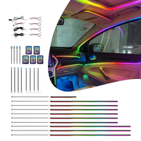 Lumière d'ambiance LED RGB pour voiture, 64 couleurs, ajustement universel, 12V, haute qualité, personnalisable, bande lumineuse ambiante intérieure pour les pieds, acrylique