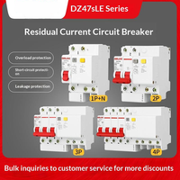 DELIXI 2P 63A 230V 6kA RCBO Pemutus Sirkuit Kurva C 50/60Hz Tembaga PA66 Perlindungan Kebocoran Beban Berlebih Sirkuit Pendek MCB Untuk Penggunaan Rumah Tangga