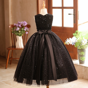 Vestido de Princesa Negro <span class=keywords><strong>para</strong></span> Niñas <span class=keywords><strong>y</strong></span> Adolescentes, Modelo S4133L, <span class=keywords><strong>para</strong></span> Coro de Violines, Actuaciones de <span class=keywords><strong>Piano</strong></span> <span class=keywords><strong>y</strong></span> Orquesta, <span class=keywords><strong>Bodas</strong></span> - Product Image 4