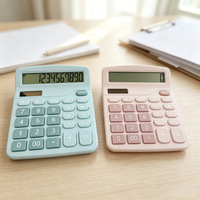 Calculatrice portable mini couleur à double alimentation solaire, design élégant, avec fonction vocale et minuteur, pour le bureau, les étudiants et la finance