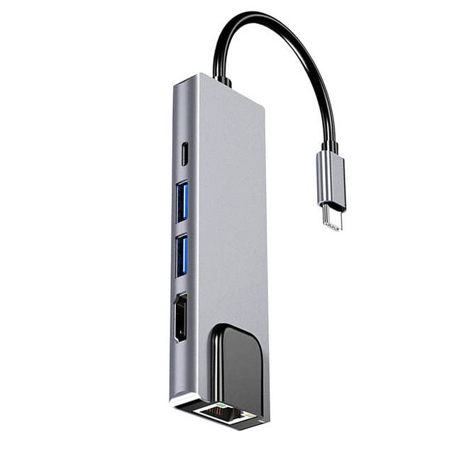 New Design USB 3.1 RJ45 Hub Network Multiport Adapter 5 in 1 Type C Docking Station With 4K HDTV