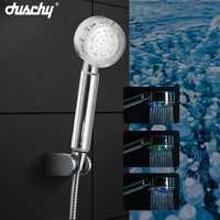 Pommeau de douche Led sous pression salle de bain pommeau de douche à main haute pression entièrement chromé pommeau de douche à changement de couleur sous pression